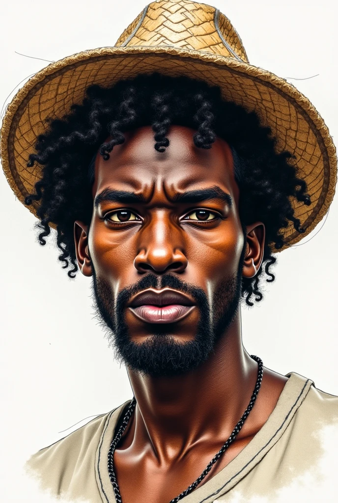 A Melanesian man with dark brown skin and afro-textured hair is coughing into his bent elbow, emphasizing proper hygiene to prevent the spread of germs. he stands against a plain background 