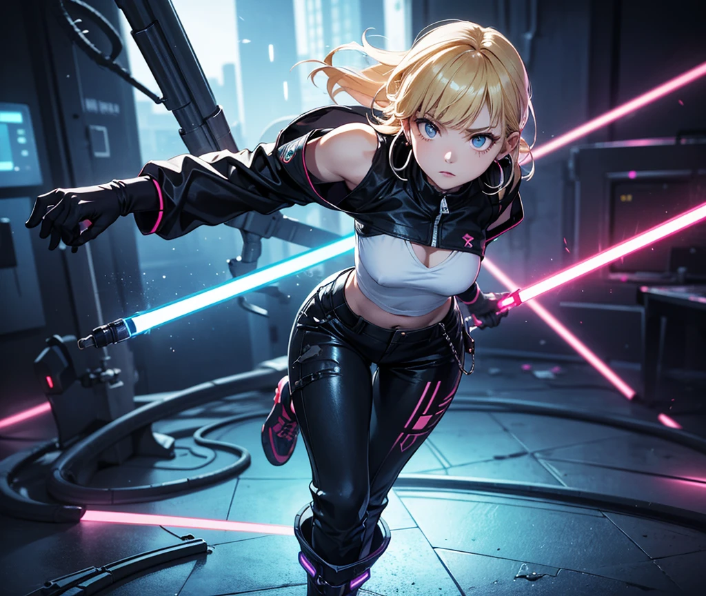 ((1 girl:1.3))、masterpiece、best quality、finely detailed, ultra-detailliert, digitial illustration, Meticulously drawn hair, Glossy realistic skin texture、shiny skin、 ((cyberpunk))、((m legs:1.3, crouching:1.3))、((back view:1.3))、((from below:1.5))、((looking down at viewer:1.2))、((Being in midnight city:1.2))、((sleeveless:1.2))、((torn and ripped:1.1, hot pants:1.4, highleg:1.4))、((latex))、((crop top navel:1.2))、((wedgie:1.2))、((huge hip:1.3))、((hip focus:1.1))full body, Street Dancer,cabelo castanho curto,olhos brilhantes amarelos brilhantes,perfect lips,adorable cute expression and face,pose encantadora,luvas sem dedos elegantes,arma perigosa com balas,top e jaqueta legal,ultra detailed face with long eyelashes and piercing eyes,full body photo showing dynamic movement,dancing under the starry night sky,various fashionable adornments,rocker girl exuding an aura of danger and allure.