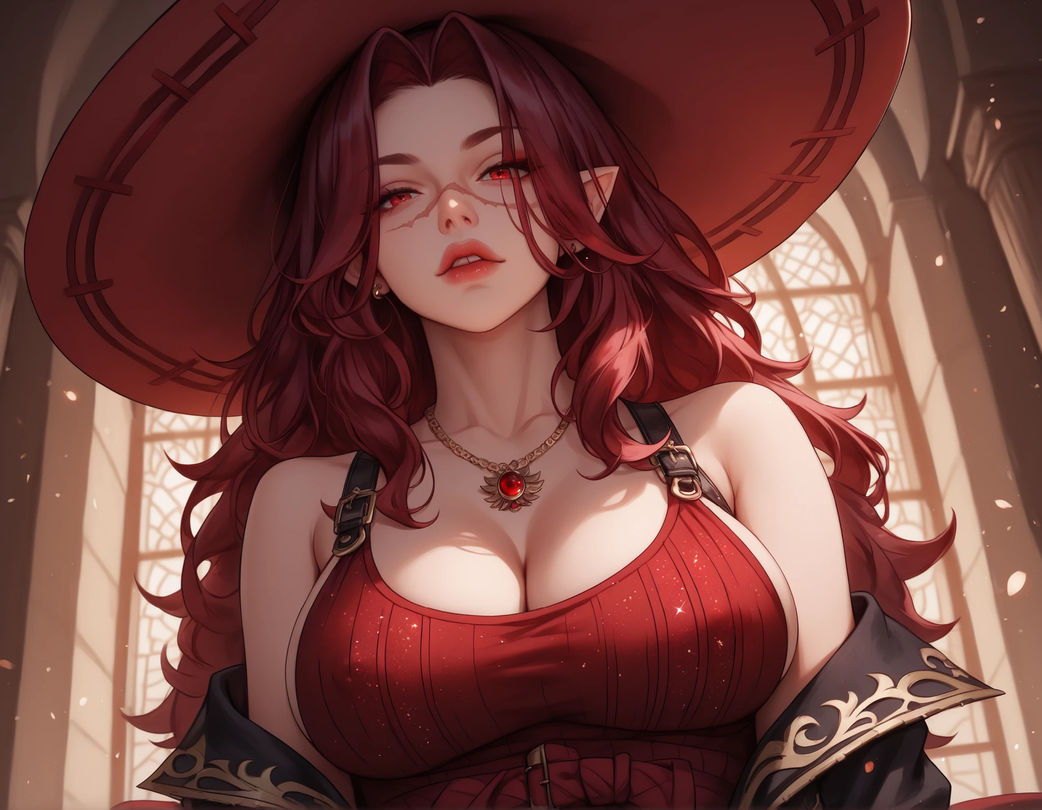 (8k, best quality, masterpiece), (realistic, photo realistic), (realistic face:1.1), (realistic skin:1.1), (sensual), (Extremely beautiful), (erotic),1girl, ((bimbo)), succube, horny girl, diva, (slut), puffy lips, painted lips, thick lips, beautiful face, scarlet red hair, (yellow golden eyes), thick hips, thick thighs, saggy breasts, black slutty dress, slutty outfit, deep cleavage, demon curvy horns, night life, night medieval city, fantasy city, brothel, palace in the background, night club. dynamic light,