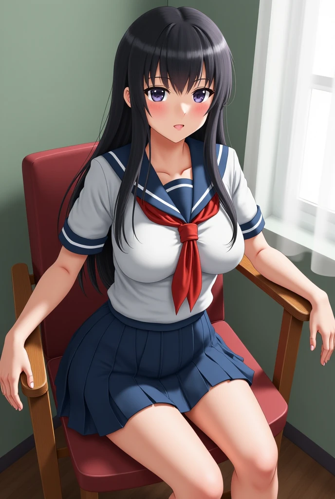 8k、RAW Photos、highest quality、masterpiece:1.2)、(Realistic、Realistic:1.37)、Super detailed、超A high resolution、Anime Style、1 girl、Pink nipples、Beautifully detailed face、Pussy、beautifulディテールの肌、whole body、Professional Lighting、Upper body naked、Sailor suit、loose sockiniskirt Uniform、((ayukawa madoka)), (beautiful, fine grain)、Green Eyes、(Blue Hair、Parted bangs)、classroom、Spread your legs、Child-like body、Hands behind back、Innocence、Regretful expression、Are crying、Sexy pose