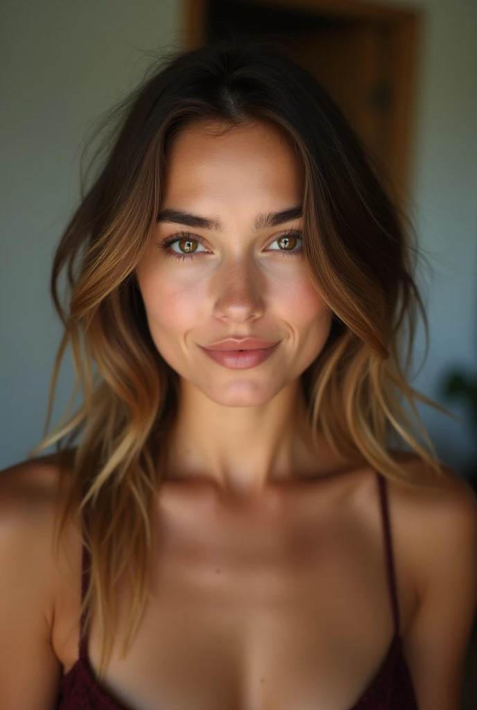 young woman of 2 , seflie. ultra detailed face , tetas grandes ,Low-cut . ultra detailed nordic eyes , eyes 4k, Texture de la peau, hyperdetailed, réaliste Texture de la peau, best quality, ultra high resolution, (Photorealistic: 1.4), high resolution, photo iphone 15 pro max,vue sur Low-cut seins ,( posture sexy obscene) ,( posture obscene) ,nudes