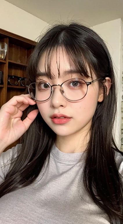 Un primer plano de una mujer With glasses y una blusa blanca, With glasses, korean girl, With glasses cuadradas, Beautiful young Korean woman, Jinyoung Shin, ulzzang, wearing big thin round glasses, With glasses on, beautiful south korean woman, wearing small round glasses, Jaeyeon Nam, Beautiful young Korean woman, with black glasses, wearing square glasses
