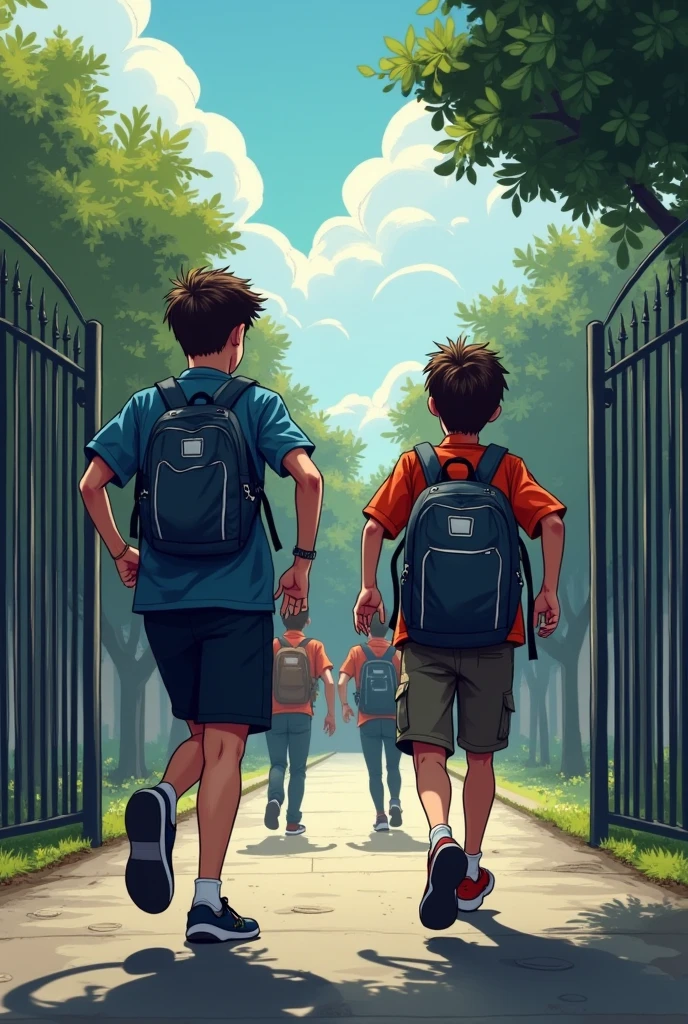 Babys going to school in cartoon