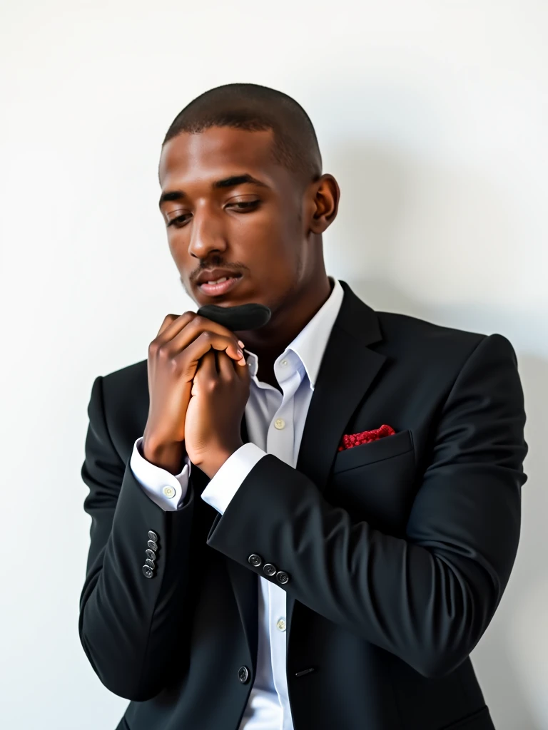 Black man. Model. Tatoo. Suit