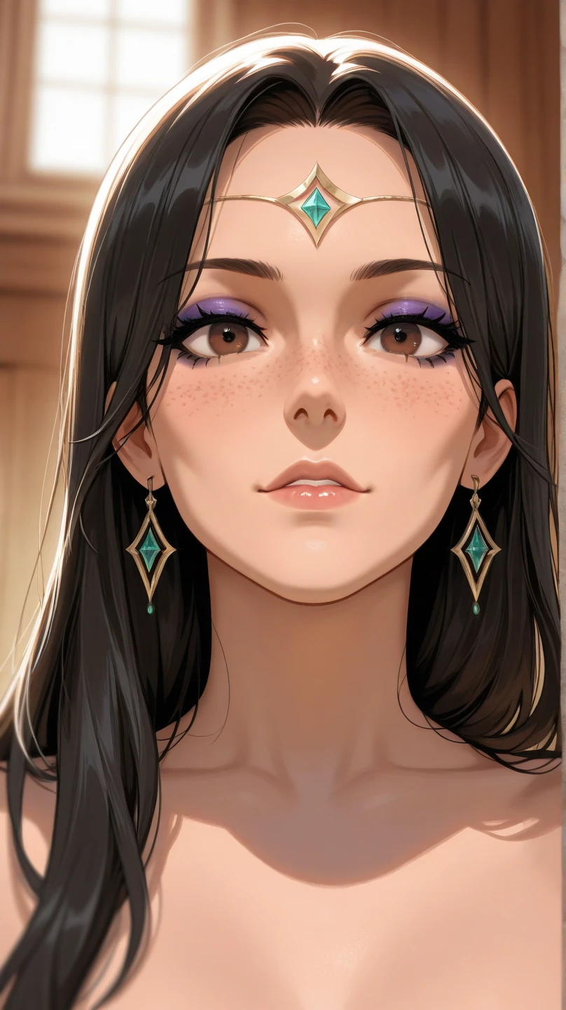 "(best quality,4k,8k,highres,masterpiece:1.2),ultra-detailed,(realistic,photorealistic,photo-realistic:1.37),portrait,girl,young,women,beautiful:black long,straight hair, brown eyes, gemstone tiara