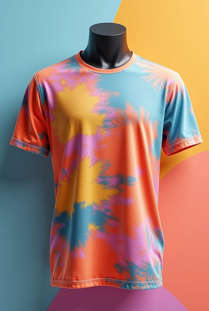 T-shirt with degradation of colors dark blue, red and white