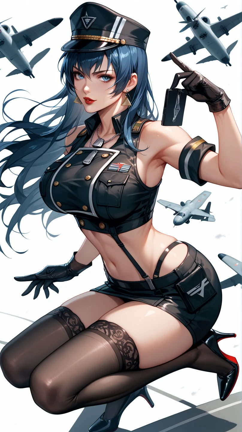 nsfw, anime screencap, 16K, perfect anatomy proportion body, perfect hands, action, A dynamic composition with a sense of speed and movement, (open cockpit, Ride a large steam engine bike:1.6), a wife, 40age, perfect beautiful delicate sexy face, perfect beautiful delicate drooping eyes, blue hair, updo, large breasts, abs, Wearing an elaborate chainmail breastplate and loincloth, Many shirtless people wearing loincloths in the background, Desert Battlefield, war, Post-apocalyptic,