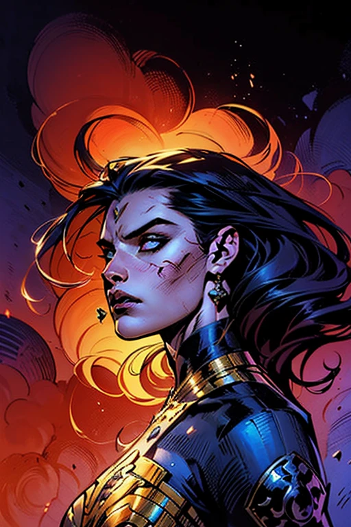 score_9, score_8_up, score_7_up, score_6_up, score_5_up, score_4_up, score_9, medium shot, torso shot, portrait of seductive voluptuous Goth raven form teen titans, focus on breasts, perfect hands, perfect fingers, rating_safe