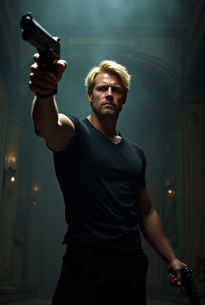 a muscular man in a furry loincloth, blonde hair,blue eyes, He-Man, dramatic lighting, ruins of a castle, Skeletor's minions, damsel in distress, fantasy, epic battle, dark moody colors, dramatic shadows, high contrast, cinematic composition, grandiose, (best quality,8k,highres,masterpiece:1.2),ultra-detailed,(realistic,photorealistic,photo-realistic:1.37),dramatic lighting,cinematic,concept art