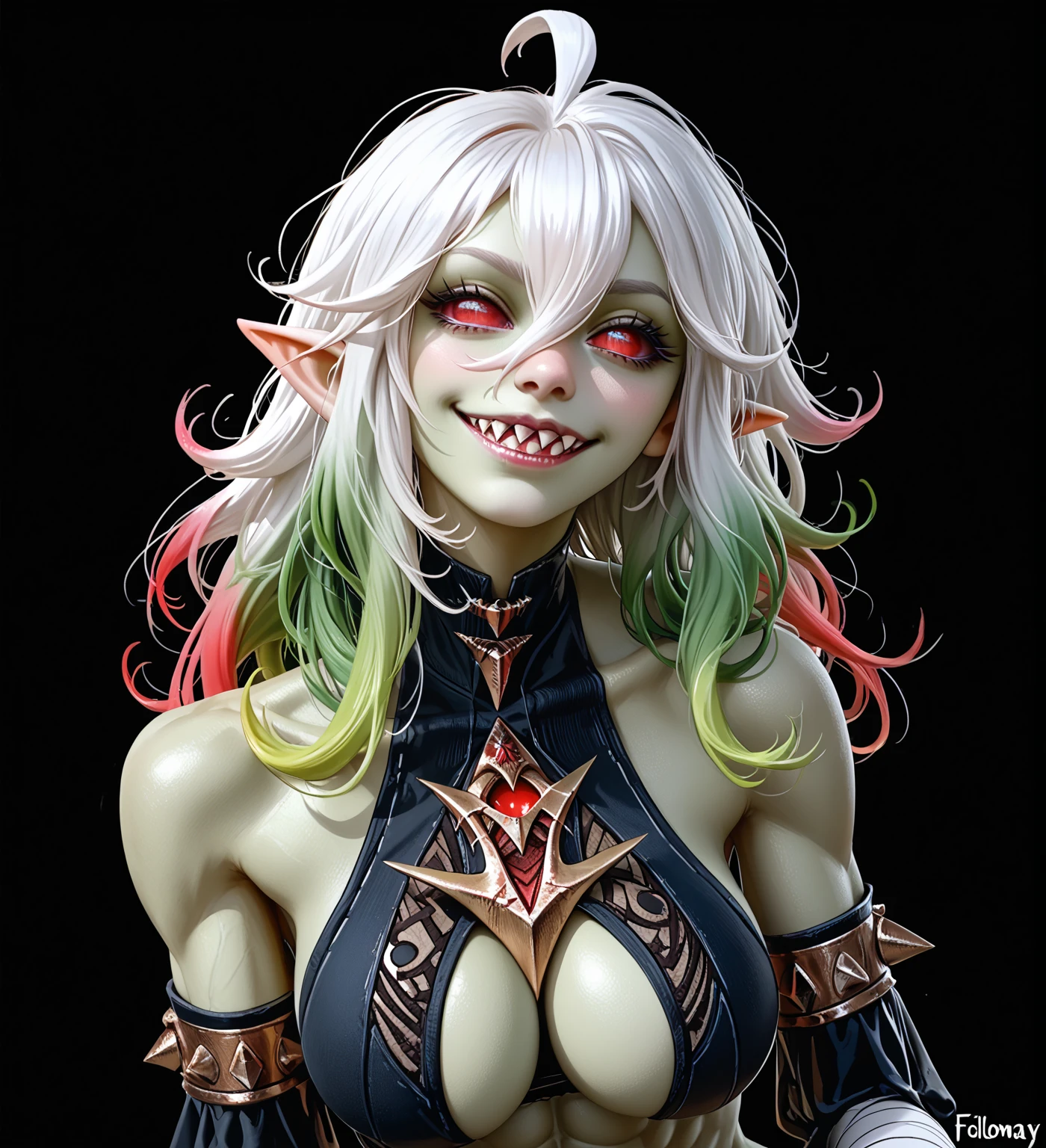 a white-haired demon with horns, highly detailed, intricate, cinematic lighting, dramatic pose, dark and moody atmosphere, deep shadows, realistic skin texture, glowing eyes, sharp teeth, powerful expression, dramatic lighting, cinematic composition, muted color palette, realistic rendering, epic fantasy style