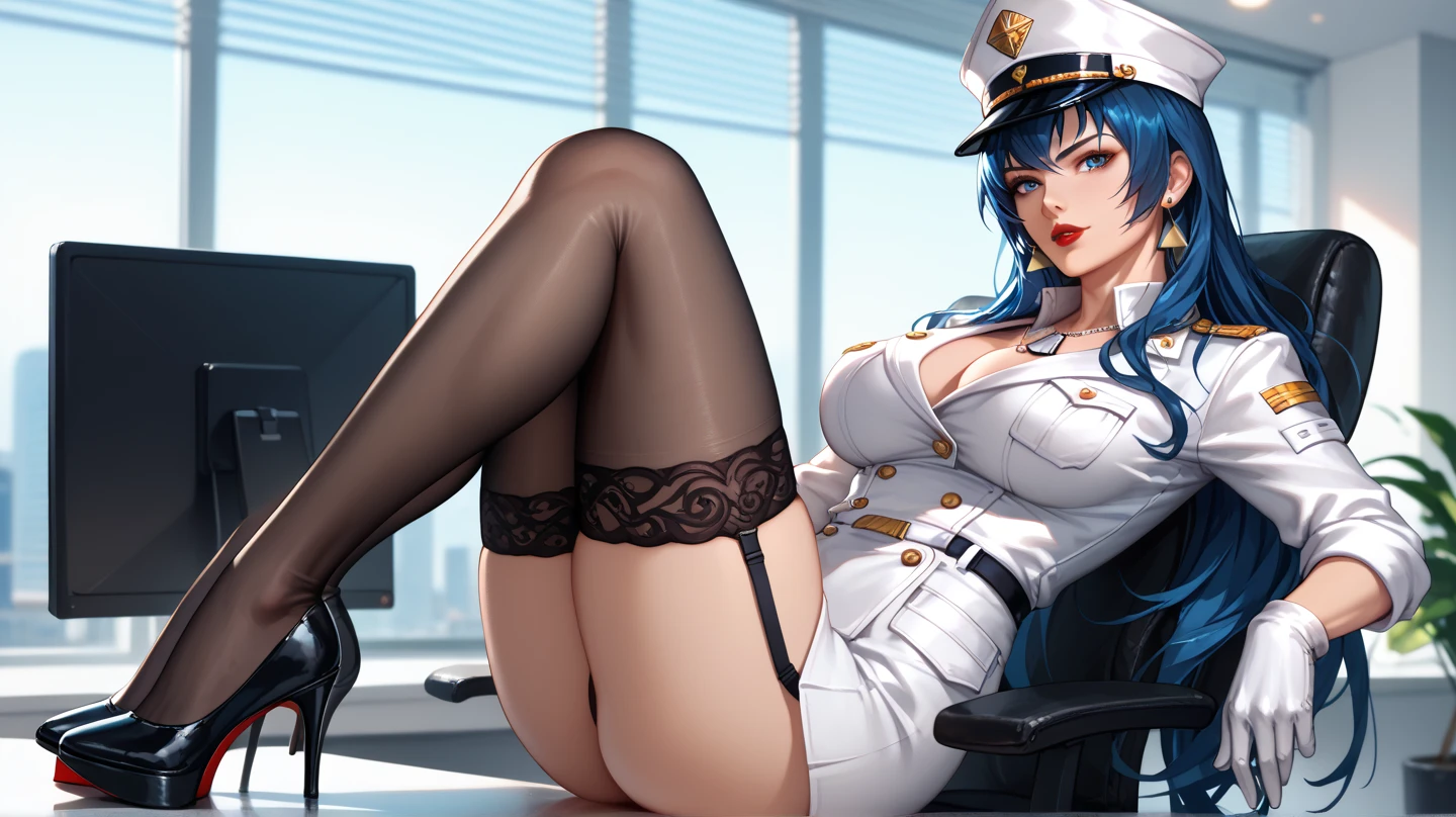 (score_9, score_8_up, score_7_up:2.0), source_anime, (ai-generated:1.2), (intricate details:1.2), (Naturally Cool Detailer:1.2), (masterpiece:1.2), (best quality:1.3), (SDXLrender_v1.0:1.2), (Improve Overall Realism:1.2), (Enhance CGI Realism:1.2), (Maximize Detail Slider:1.2),
4k, HD, 8k, highres, antialiasing, detailed textures, BREAK 1girl, breasts, blush, long hair, (rolling eyes:2.6), (moaning:2.6), bangs, medium breasts, blue hair, bare thighs, gloves, 1boy, (deep penetration:2.2), blue eyes, hetero, (thick thighs:1.5), lying, realistic penis (interracial:1.8), puffy pussy lips, solo focus, white gloves, spread legs, sex, fingerless gloves, nail polish, (vaginal penetration:1.8), uncensored, black skirt, blue blazer, skirt, on bed, on side, leg up, testicles, covered breasts, clothed sex, blue nails, clothed female nude male, officer hat, bangs, straight hair, vayne (league of legends) BREAK epic cinematic lighting, (nsfw), highres, extremely detailed, 8k photo, best quality, beautiful lighting, intricate details, realistic, detailed face and eyes, photorealistic, photo, masterpiece, realistic shadows, realism, photorealism, trending on Artstation 8k HD high definition detailed realistic, detailed, skin texture, hyper detailed, realistic skin texture, armature, best quality, ultra high res, high resolution, detailed, raw photo, sharp re, rich colors hyper realistic lifelike texture dramatic lighting unrealengine trending on artstation, art by Greg Rutkowski, photography captured with Sony A9III, 64.3 MP, 5.6, 300mm lens, 4k, realistic.