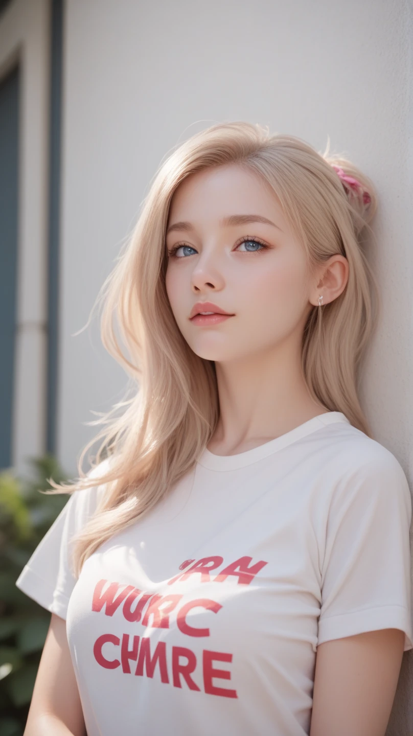 blond woman with long hair and a white shirt posing for a picture, portrait of kim petras, ava max, yelena belova, anna nikonova aka newmilky, she looks like a mix of grimes, with long blond hair, looks like a mix of grimes, kailee mandel, anastasia ovchinnikova, viktoria gavrilenko, ruby lips, thin smile