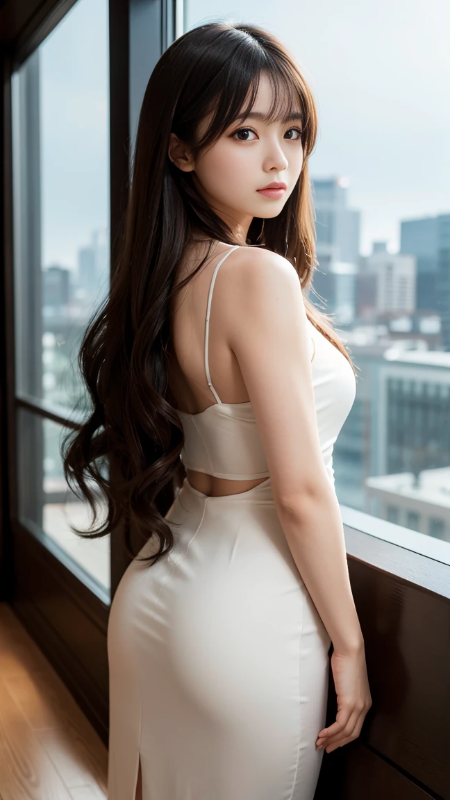 ((Woman Standing On Balcony Of Old Castle))、((Rear view)),((look back))、Highest quality works、Actual work、Ultra Premium Graphics、8K HD CG Works、High Quality Graphics、High-definition CG works、10x pixels、Ultra-fine detail:1. 1、High technical level:1.1 PhotoReal、Natural light:1. 5、Light Effects(Virtual Light Effects:1.8)、((Straight Van、Princess Van))、((Very Heavy、Volume Bang:1.1)、((Very Long、Very Heavy、Very Volume Side Lock:1. 1)、hime cut、Straight bangs、Bangs straight、(masterpiece、Highest quality:1.5)、(Ultra Fine 8K CG:1.4)、(Hyperreal:1.25)、(Real:1.1. 4)、((Golden white hair))、Thin eyebrows、High nose、Nice red lips、Rosy Cheeks、Delicate makeup face、Cute face、Perfectly balanced face、()、A light-toned foundation enhances the clarity of your skin.。 ((Off-the-shoulder translucent white floral pattern dress))、((My skirt is flying up in the wind))、 ((I can see her white panties)), 40k、photograph、、Highest quality、(1. Beautiful eyes、Light Hair、White skin、Mr. miss.々Pose、((Medium chest、:1.1))、Highest quality、Tabletop、Ultra-high resolution、(Real:1.4)、RAWphotograph、(Perfect Figure)、(slim、:1.3)。 3)、Slim abdomen、over