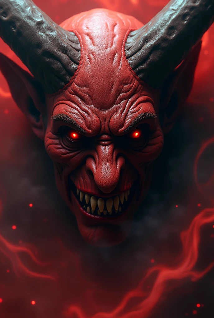 Face of Satan with fire and blood