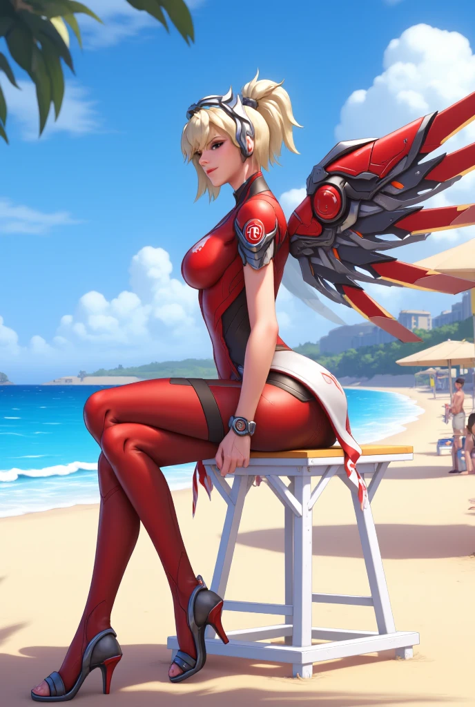 mercy, bionde, overwacth, red bikini