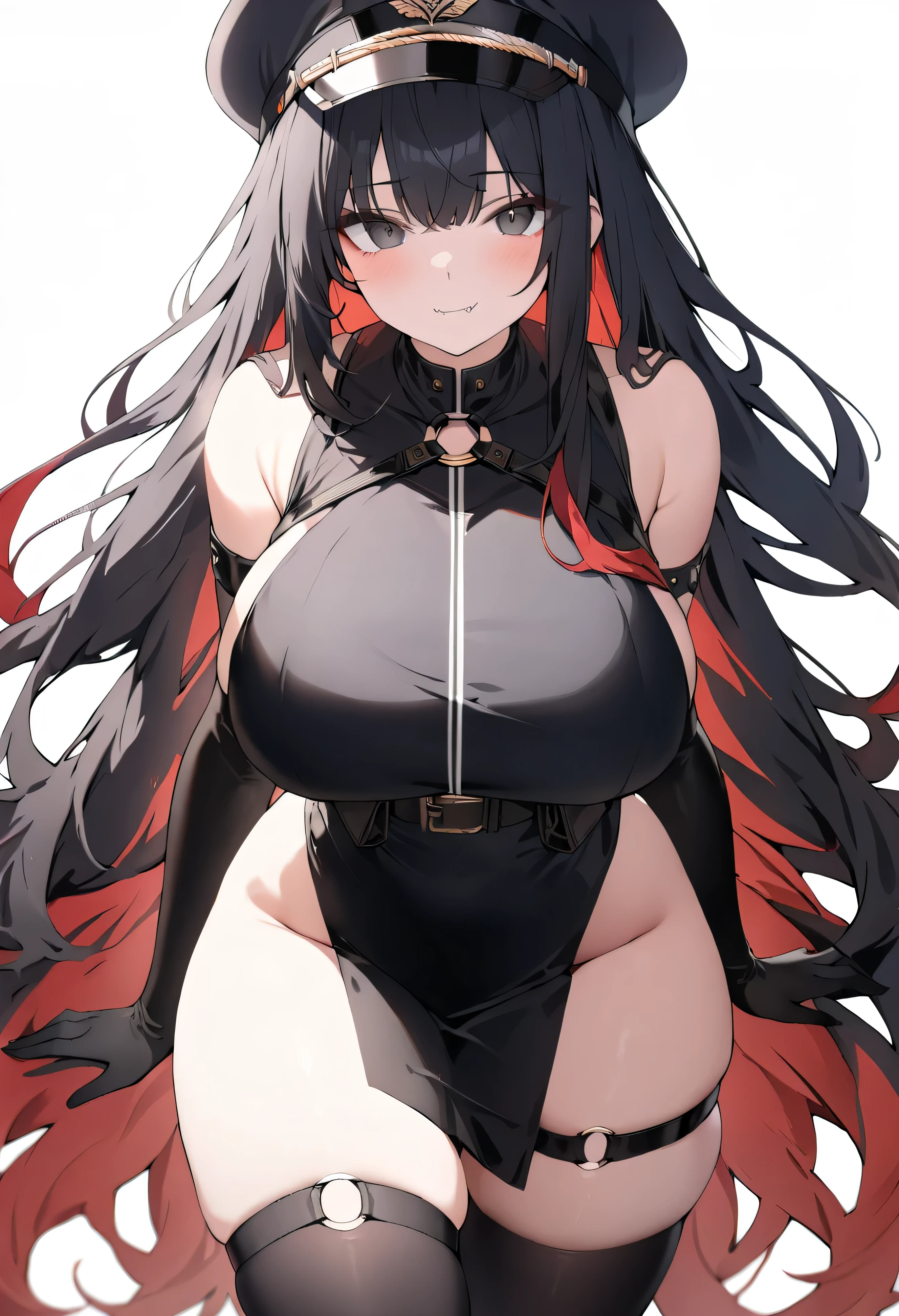 1 girl, long black hair, fox ears, only fox ears, crimson eyes, extremly detailed, blushing, huge breasts, sexy and seductive, wearing black lingerie garter belt, bedroom, tall women, long flufy nine fox tails, thicc thighs, wide hips, smile, horny, absurdes, high res, ultra sharp, 8k, masterpiece, looking at viewer