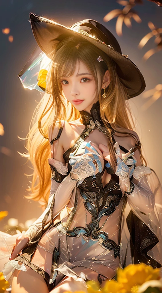 Anime girl with long blonde hair and green dress sitting on bench, Anime goddess, Japanese goddess, seductive anime girls, ((a beautiful fantasy empress)), blonde goddess, blond-haired princess, a sexy maid in a magical forest, beautiful and seductive anime woman, the goddess of summer, a beautiful fantasy empress, commission for high resolution, Blonde anime girl with long hair