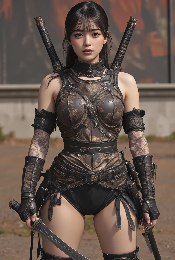 ((​masterpiece:1.4)、(top-quality:1.4)、(reallistic:1.7))、Mercenary troops from another dimension、Cute girl mercenary、Sexy Daughter、1girl in、latex shiny、Latex bodysuit、By Luis Royo、age19、Ultra Ultra Bikini、Looking Back Beauty、Outstanding style、Slender Abs、Anatomically correct limbs、Realistic standard body shape、beauty legs、Beautiful ass、A detailed eye、Raw photo、red-lips、Red high heels、a choker、a necklace、耳 Ring、