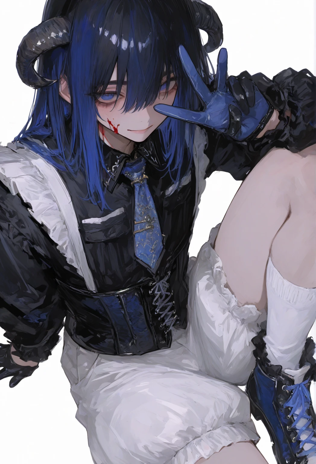 boy BL boysLove cool face close-up licking lips excitement blush male adult hands tied above face cumshot collar