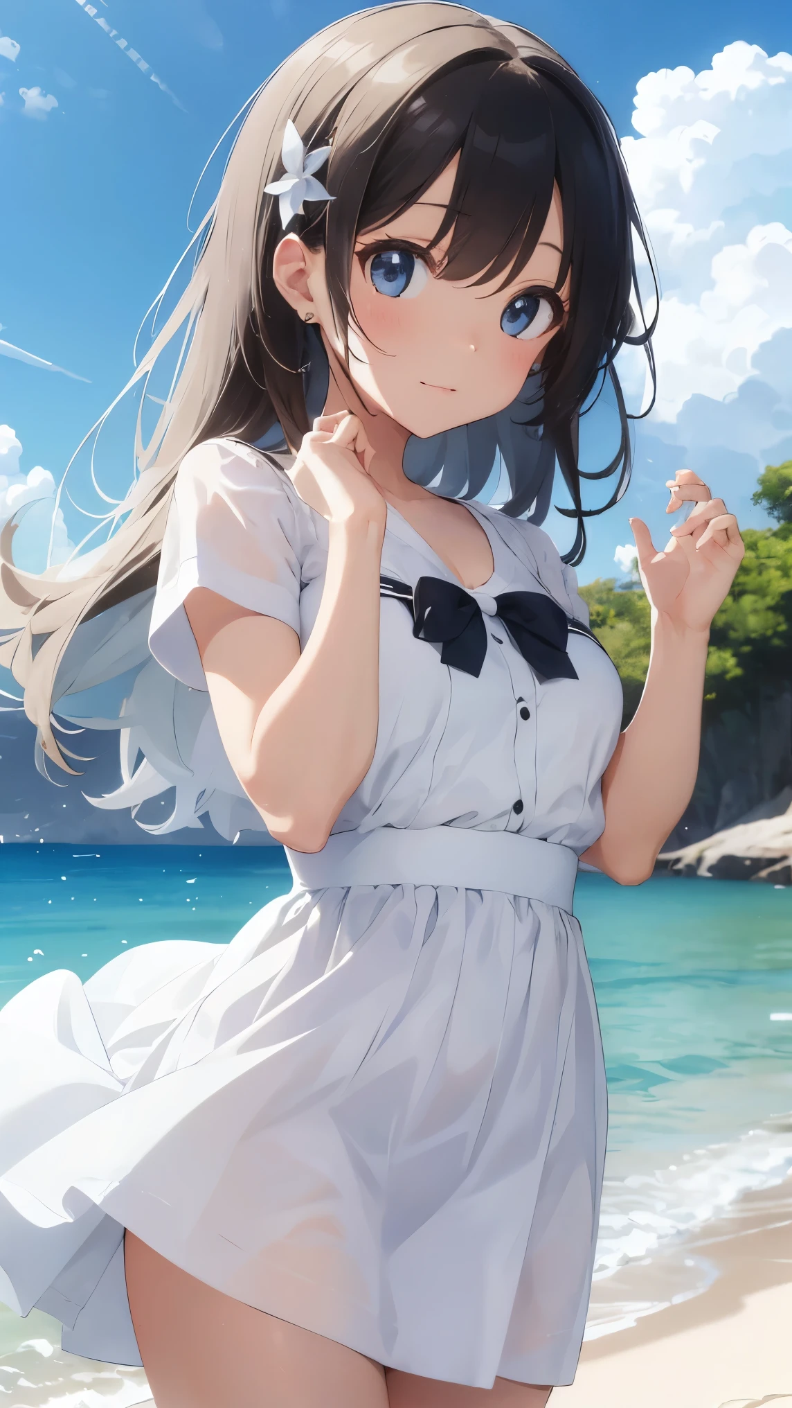 ((2D beautiful girl、4k、8k、top-quality、Perfect Finger 1.1、Perfect Anatomy 1.1、Dress perfectly、Beautiful illustration))、cowboy shot, Blur the background、a beautiful slender girl、(transform sequence)、((stright long hair))、Soio、12 year old girl、、Chiquita、a junior high school student、very beautiful big droopy eyes、((Rhythmic gymnastics leotard))、(highleg)、A smile、 Facing the front、sports competition stadium、Standing on one knee,
BREAK ,nsfw, nude:1.2, see-through costume:1.6