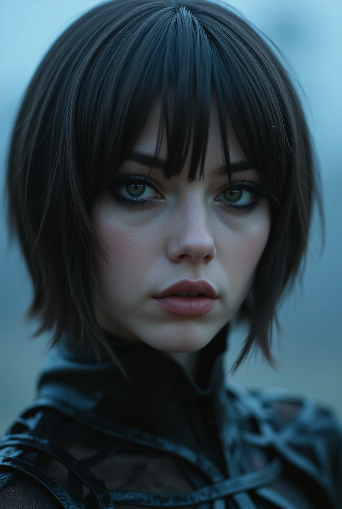 photo of extremely sexy (<lora:Quorra:1>), a woman q1, closeup portrait upsweep updo, (masterpiece:1.5) (photorealistic:1.1) (bokeh) (best quality) (detailed skin texture pores hairs:1.1) (intricate) (8k) (HDR) (wallpaper) (cinematic lighting) (sharp focus), (eyeliner), (painted lips:1.2),
