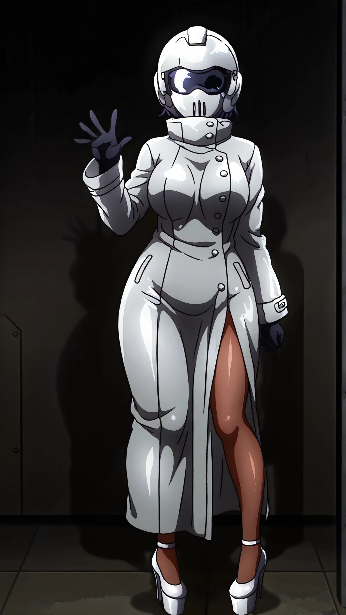 Main: Kitami Reika, mature female, 40 yo, blonde hair, short hair, lipstick, makeup, black eyeshadow, smokey eyes, blue eyes, jewelry, cross earrings Clothes: black corset mini dress, white labcoat, black thighhigns, pump shoes (or highheeled boots). Optional: detailed hair, ultra detailed face, blue eyes, perfect eyes, perfect face, Large Breasts, cleavage, curvy, big ass tricky glance, smirking (masterpiece), best quality, expressive eyes, perfect face, muscular woman, woman with well marked muscles, toned muscles, hyper muscular, massive muscles, massive shoulders, massive biceps, muscles bulging, gigantic muscles, extreme muscular, muscles, big muscles, muscle mommy, muscular female, Bulky, Bodybuilder, HyperMuscle. womb tattoo heart shaped, massive breasts, massive , big , gigantic , slut, whore, corruption, boots, high thighs, errect nipples, angry face, mean, big tits, massive tits, fake tits, erect nipples