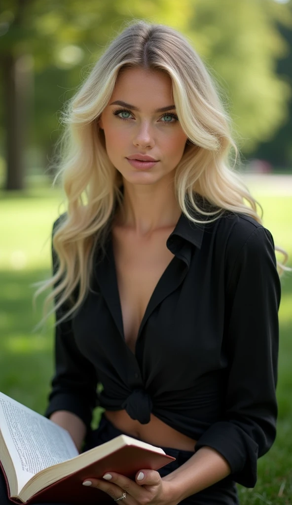 Professionell, (4k-Foto:1.1) bis (Jeremy Lipking:0.3), (Dittmann Anna:0.3), (Arian Mark:0.3), (Scharfer Fokus:1.3), Hohe Detailgenauigkeit, tragend (Lowcut- Hemd:1.2), beautiful detailed face, mit Sonnenbrille, lange blonde Haare, (attraktive junge frau:1.3), (seductive:1.1), (flush:1.1), Hourglass Body Shape, normal beautiful breasts, wide hip, blonde goddess, enges Outfit, Enge Kleidung, smiling seductively, handsome face, perfect white haired girl, Zufriedene Pose, cute seductive smile, beautiful blonde girl, good young girl, Nice angle, attraktive Pose, Cute girl, sexy Pose, a beautiful blonde, Full body image, full entire body, full body shoot, He wears a black skirt and black boots
