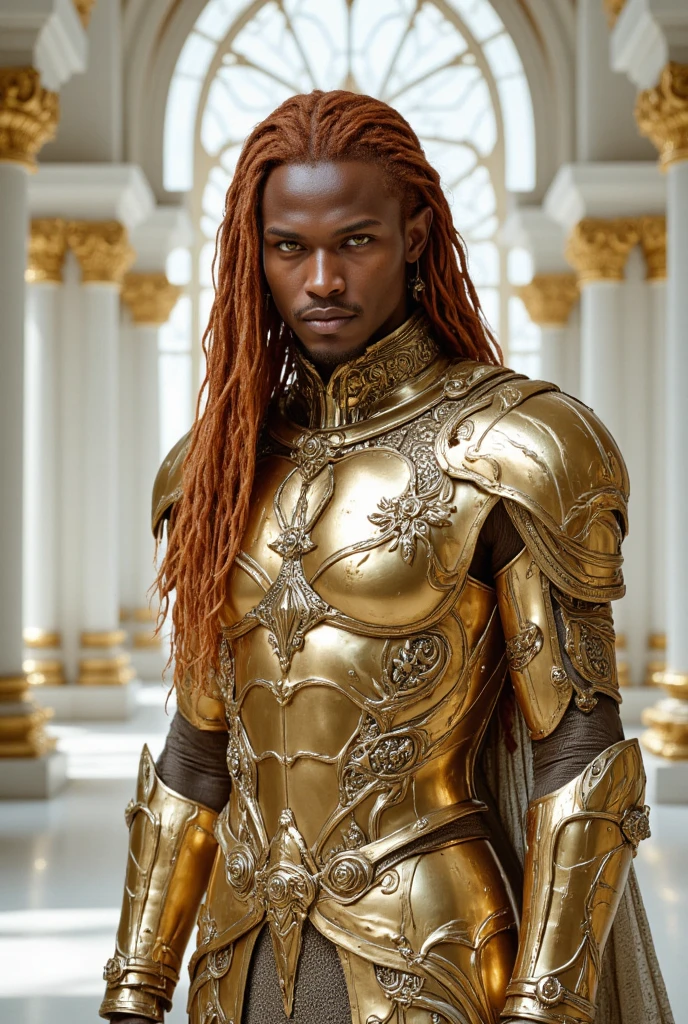 boy naked in skimpy gold body jewelry armor, standing in dark cave, Highly Detailed Face and Skin Texture, big green eyes, slim face, juicy lips, big pecs, ((curly Black hair)), light skin, Detailed Eyes, Double Eyelids, cyberpunk gold metal jewelry BDSM, gold metal cyberpunk tapes on body, metal Collar, metal gold futuristic tiny Panties t-strings, metal Tiny panties, metal stickini, metal clothes, gold body jewelry, he is naked. ((The man is in a dark cave)), fantasy style, photorealistic, best quality