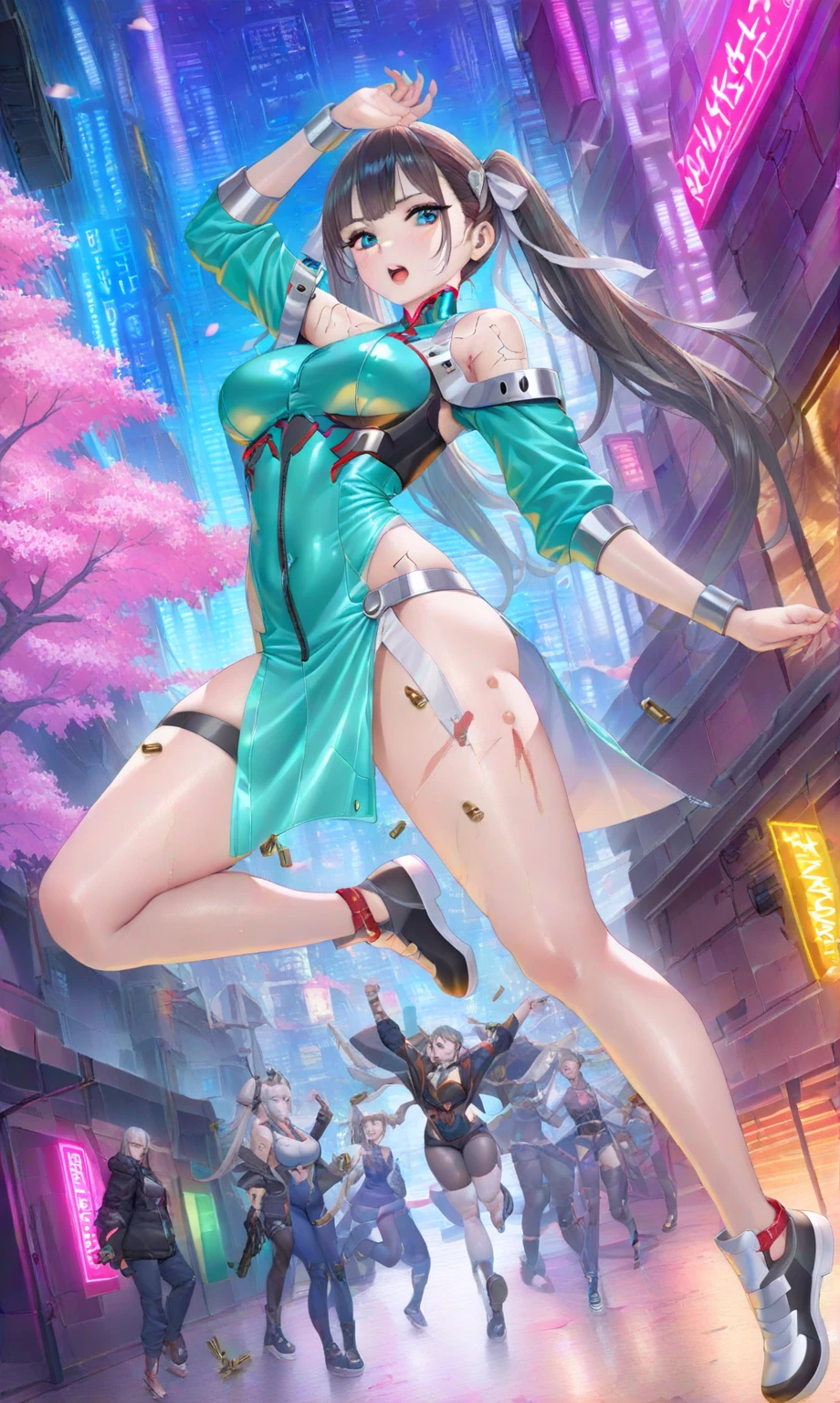 Anime girl sitting on the ground,legs crossed, Digital cyberpunk anime art, cyberpunk anime girl, Guweiz in Pixiv ArtStation, trending on artstation pixiv, Guweiz on ArtStation Pixiv, seductive anime girls, beautiful anime girl crouching, author:Shitao, Digital anime art, trending on cgstation, advanced digital anime art