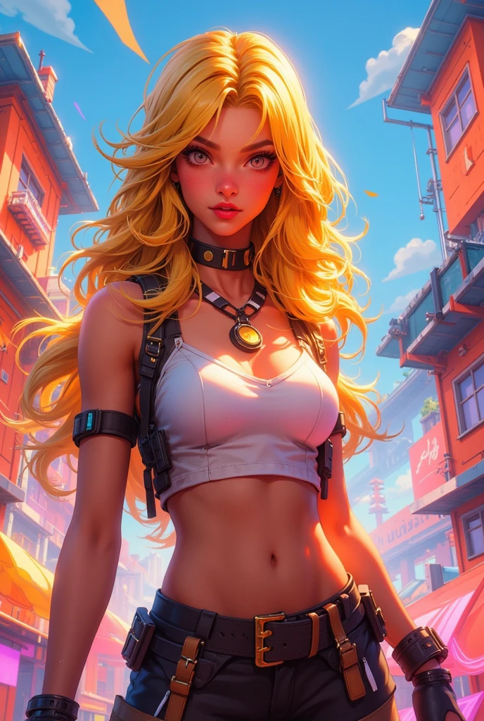 Sexy blonde girl in fortnite style 