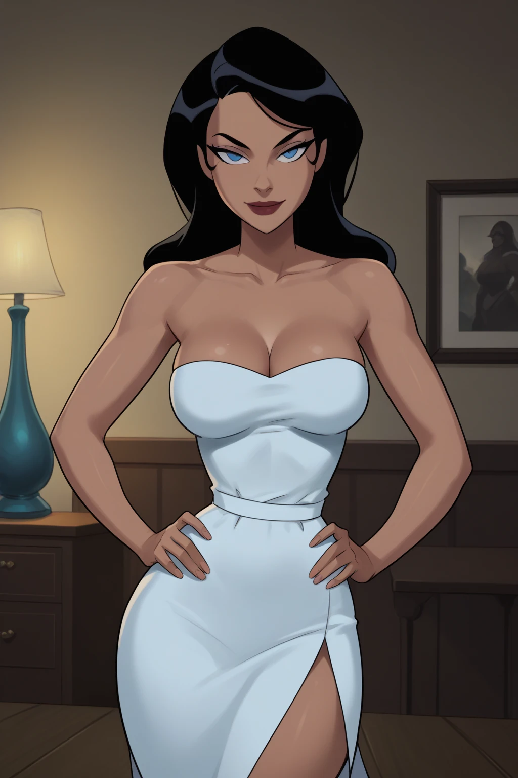 1 woman in a kneeling pose, visible nipples, black hair, blue pupils, delicate face, cute, love earrings, absolute sheer sundress, standing at the door of the police station, playful, ultra hd, masterpiece, best quality, super detail, accurate