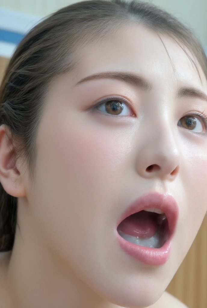 Beautiful Japanese actresses、1 Girl,flying debris,,Award-winning photo, Very detailed,Face Focus, Big double eyes(Woman with open mouth and closed eyes ), 18-year-old、Black Hair、Shiny skin、(((Macro close up of face)))、Realistic nostrils、Long and narrow nasal cavity,,,((V-neck shirt))、Big Breasts、(Sharp Nose)Frowning performance:1.4,,performance,Frowning,please raise your head、Oily facial skin,Tied Hair,Squirting and giving a blowjob,female teacher,ting in the hallway、50 degree hot room、Skin shiny with sweat、Wet transparent fabric,Sweaty all over my face,A face enduring intense pain、Screaming face,Open your mouth wide and scream,((Ahegao, Drooling, Saliva trace, Long Tongue, Face to face, Textured skin, Anatomically correct, 超High resolution, High resolution))head is up,Public ((A woman with only her face sticking out of the shed window is clearly having sex in the doggy style position.)),((Symmetrical face))((A hut surrounded by farmland))