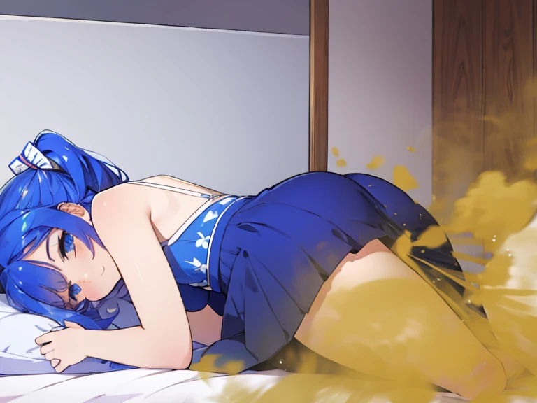 score_9, score_8_up, score_7_up, score_6_up, score_5_up, score_4_up, 1girl, xenovia quarta, short hair, blue hair, , multicolored hair, yellow eyes, green hair, two-tone hair, streaked hair,, large breasts,,,, floox style,nude,naked, rating_explicit, floox style, high resolution,,, on floor, DeepNegative_xl_v1, expressiveh, ,on black badsheet ,, black background, , looking at viewer, naughty face, (side view:1.2), bandaid