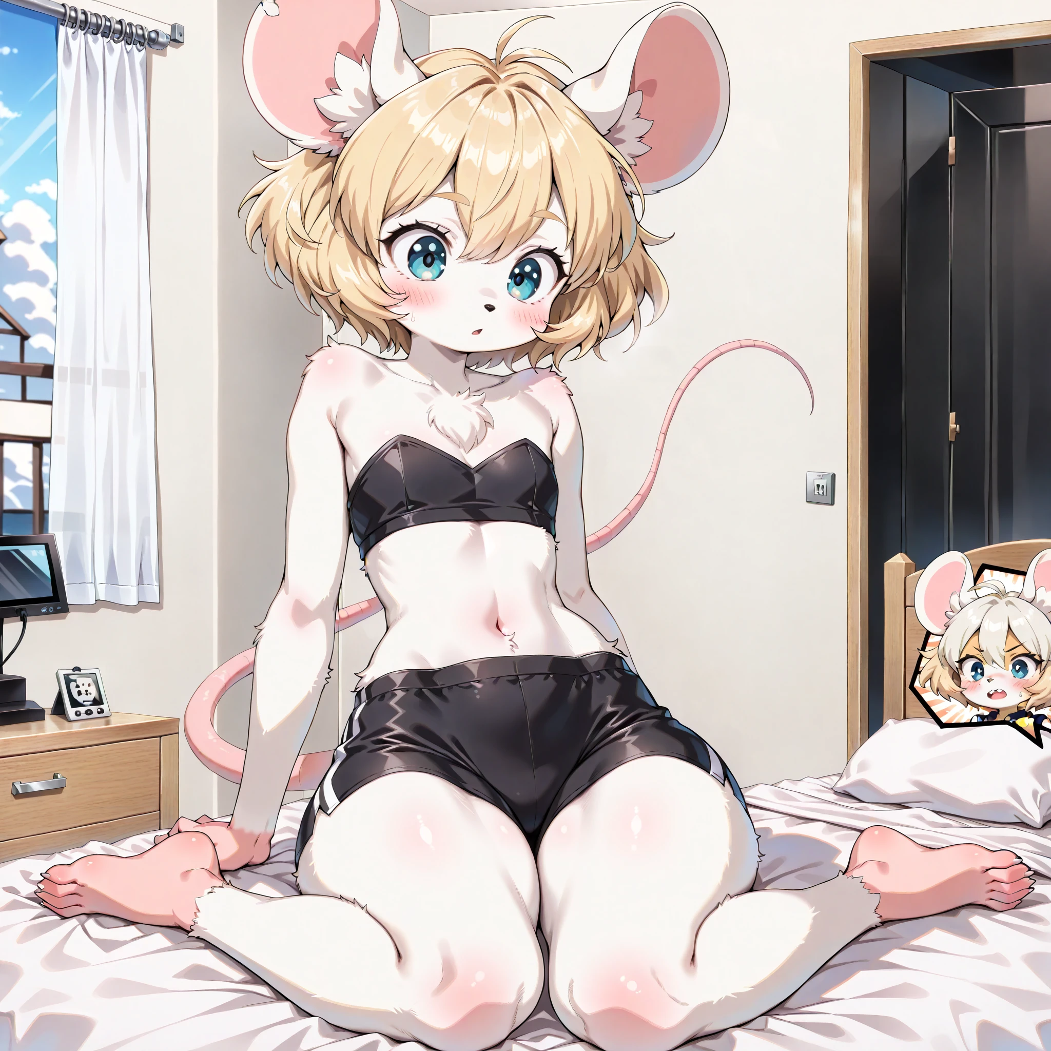 masterpiece, best quality,anime style, 1 girl,(((slender body))), (((small breast))), ((((breastfeeding a baby monkey)))), (((breast milk))),(((competition swimsuit))),((((cum)))), (beautiful face), (((short hair))), (((straight hair))), ((((pink hair)))),detailed beautiful skin, (perfect hands, perfect anatomy),scream