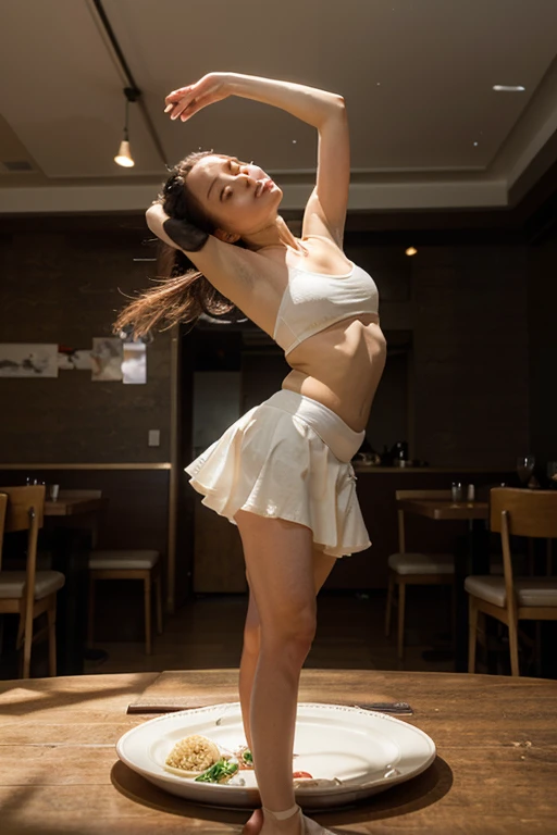 Abandoned construction sites，Sexy standing pose，Full body portrait 1.1，18 years old girls，lean and slender body，As thin as a whipping post，The barefoot，Random nudity all over the body，Random genital leakage，facing to audience