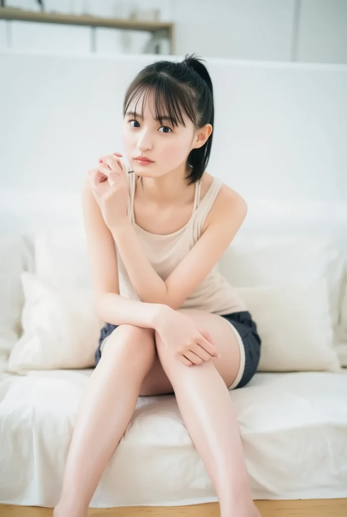 Photo quality,Masterpiece,Realistic,(14 year old cute Japanese girl:1.9),(Detailed young face:1.9),(Very embarrassed look:1.9),(Thin legs:1.9),((かわいいビキニを着る:1.9)),(Random perspective shots),((Disheveled Hair:1.9)),(Inner thigh visible:1.9),((Droopy eyes:1.9)),((Body type of a 14 year old girl,Small Tits:1.9)),(Short bob hairstyle:1.9),((Skinny Legs)),Very pale skin,Show your forehead,Detailed body,Detailed hands,No makeup