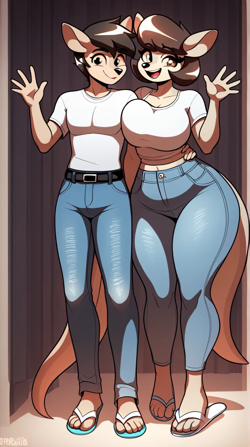 1 female, hourglass figure, pouty look, housewife, cleavage, Black turtleneck, small waist, thick thighs, orange hair, braided, hands on hips, tight jeans, masterpiece, 4k.