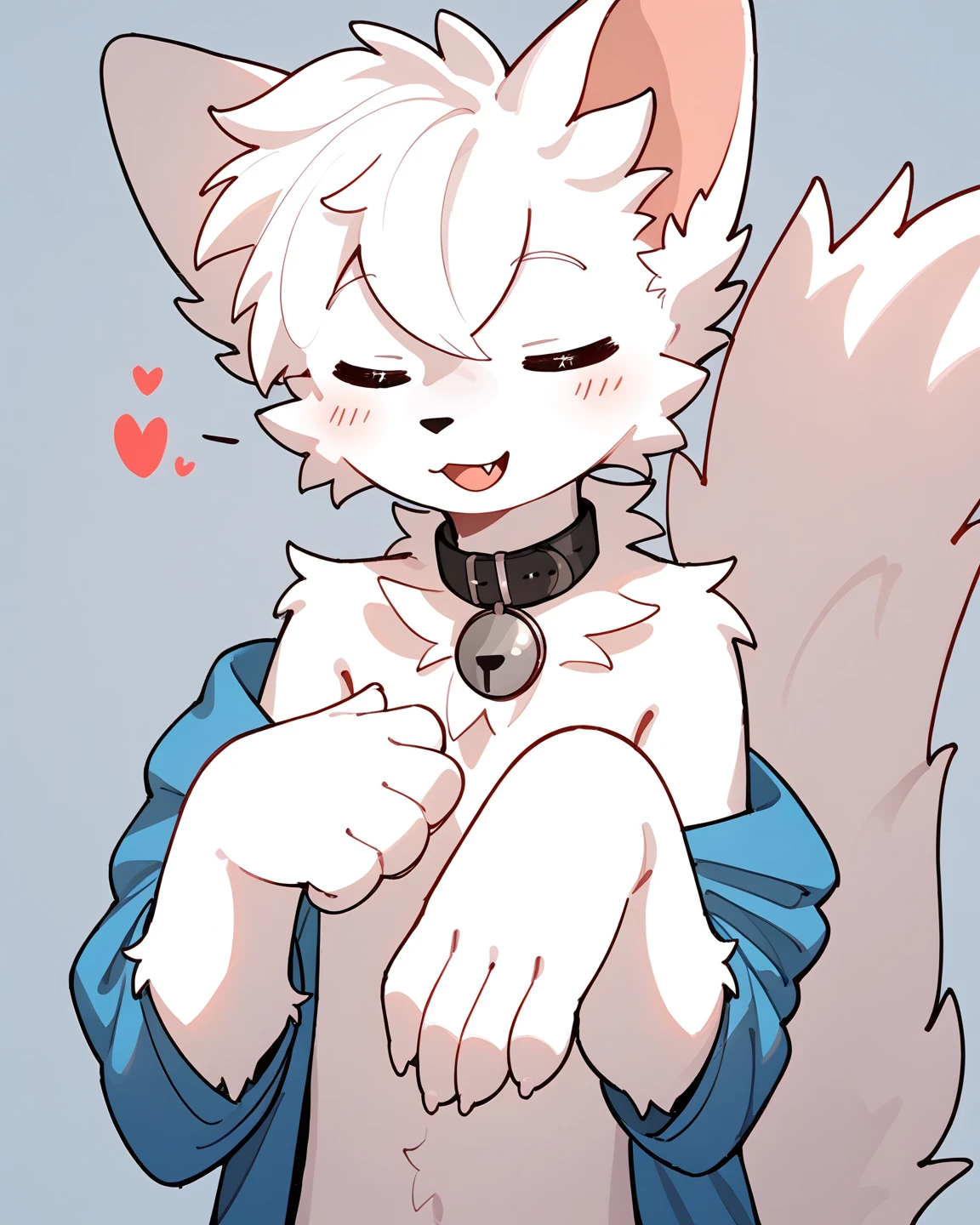 check_9, check_8_up, check_7_, check_6_up, Masterpiece, best quality, One, fluffy, check, Cute, young boy, Boykisserfur,   white fur  , upper body,   Nipple erection  , , half-closed eyes, raise your hands clothes,