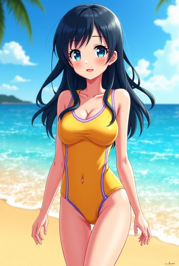 Hinata from Naruto in a swimsuit without a bra 
