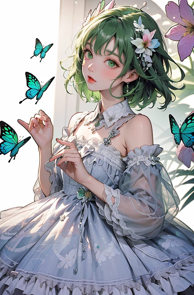 A fairy with butterfly wings eating a crepe