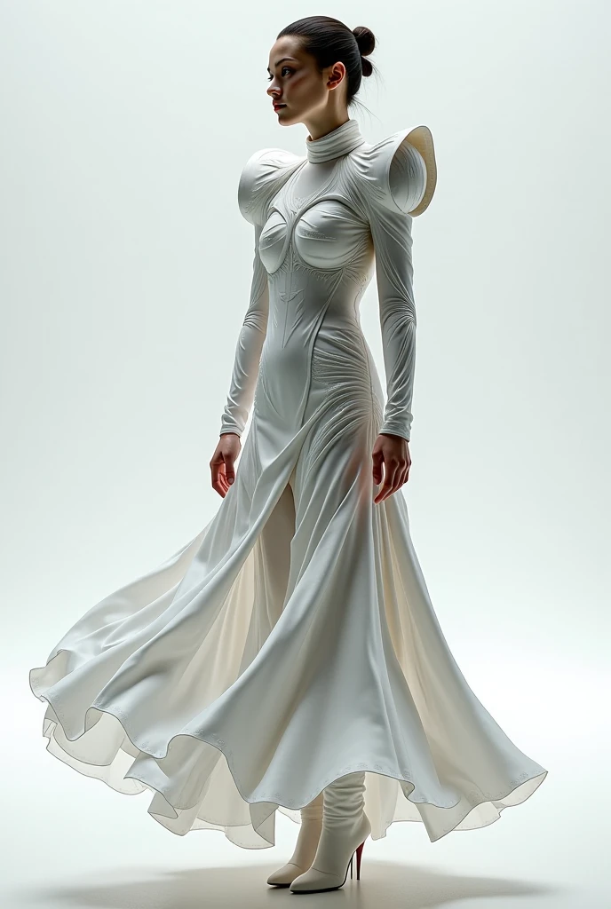 Emma Frost from Marvel, frontal, full length, looking at the camera, facing the audience, Standing pose, simple background, 3D light, detailed full body concept, elegant digital concept art, Beautiful Full Body Concept Art, artistic direction, CGsociety full length,
