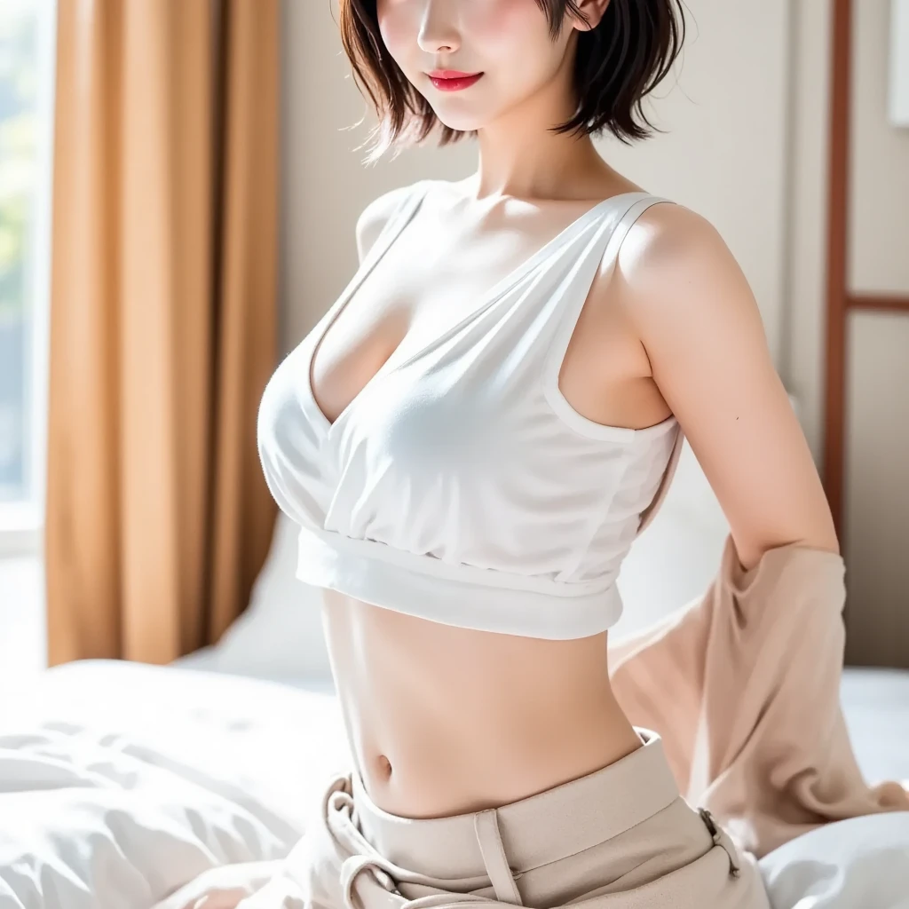 Classy aristocratic women in white shirts and black skirts., ((Lie on your back on the bed.))、((Lying on Your Back))、(Short hair), Wear strict shirts and skirts., (Wear stockings)、Wear high-end high heels.、(Short hair), Girl in a suit, businesswoman, Business Clothing, Wear a shirt and skirt., Summer Business Series, raw,(10、最高品質、master-piece:1.2)、(intricate detailed:1.4)、(real light:1.4)、Octane Rendering、Sophisticated 3D rendering, exceptional detail, studio soft light, rim lights, vibrant details, Super Detailed, hyper-realistic texture, face detail, beautiful detail eyes, Very detailed CG Unity wallpaper 16k, Make - More, (Background details:1.2), Exposed thighs!!!,