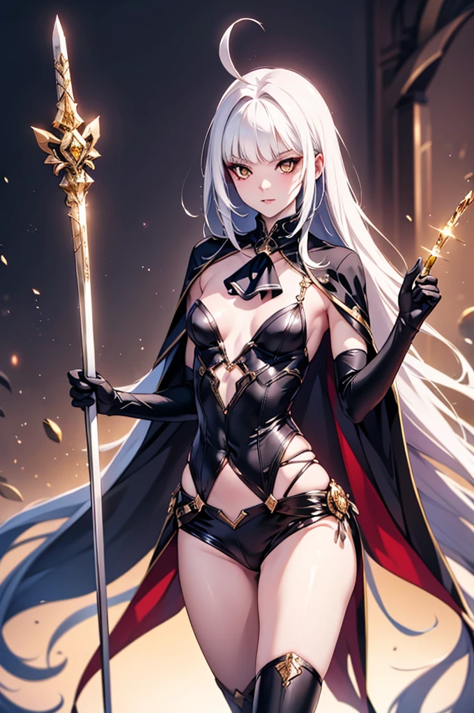 Idol style，Succubus，baby， Advanced art style，works of masters，16K，HD，Scary smile，silver hair，noble，Mink scarf，crutch，full-body shot，golden light，Advanced Cape，necklace，belt，blush，halo，Sexy figure，Lower chest display，Divine Light，Film light and shadow，Domineering，The King&#39;s Aura，arrogant，Reduce clothing fabric，Details of the face，looking down，saint，perspective，Bandage wrap around the chest，Tattoo on the chest，Fallen，dark，bicolor hair，earrings，ambiguous，Shining star eyes，Special skill，Advanced special effects，perfect waist to hip ratio，elf ears，murderous，horse face skirt，headgear，Recovery Effects，game screen，System pop-up
