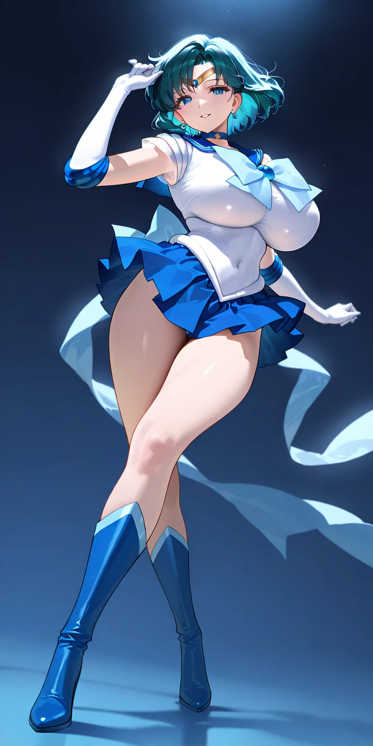 top-quality、Full limbs、complete fingers、One beautiful woman、Beautiful Large Breasts、adorable smiling、Twin-tailed、Light blue long hair、Woman in figure skating dress with white and peach pattern、Flesh-colored pantyhose、A smile、Ice rink、Packed figure skating arena(a picture)、7 colors of lighting illuminate the skaters