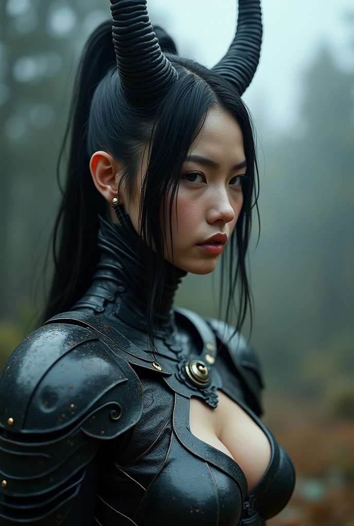 Strong warrior long black hair 