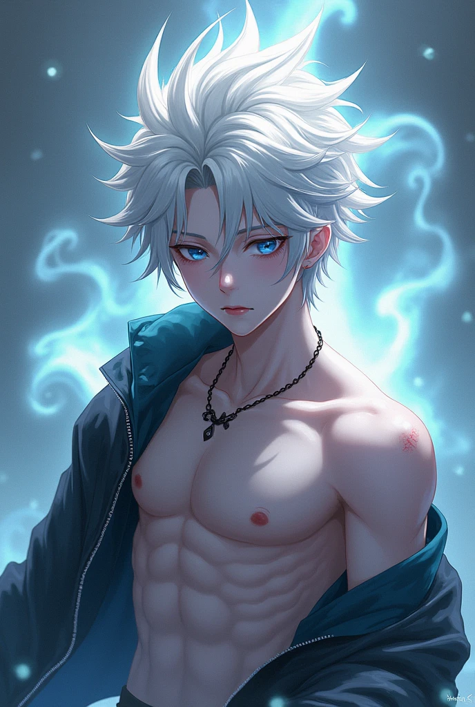 A man with white hair he is open black t-shirt, looking beautiful body, Realistic, ultra-realistic, hyperrealistic, pricise, masterpiece, best quality