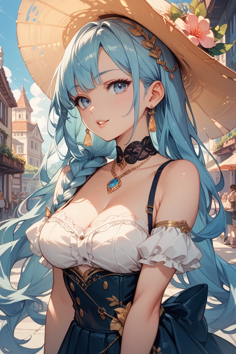 Anime girl with blue wolf features, showcasing medium-sized breasts, captivates the viewer's attention as the focal point of the scene. With a vibrant and expressive blue gaze, her shaggy fur coat complements her tender, round breasts, creating a stunningly beautiful contrast between her femininity and wild animalistic nature. This masterpiece showcases a high-quality, super fine photo of the anthro wolf girl, featuring perfect anatomy, hyper-detailed fur treatment, and a current, playful expression. The setting is a sunlit environment, adding to the anime girl's radiant blue eyes and warmth of her character.