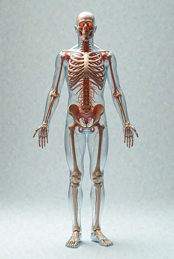 Skeleton,heart,lung,liver,Stomach,standing attention,simple background