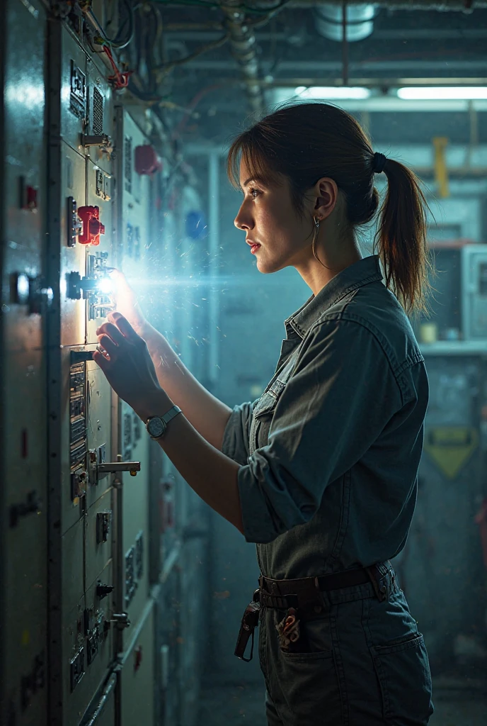 I want an image of Maria Corina cutting off the electricity in Venezuela
