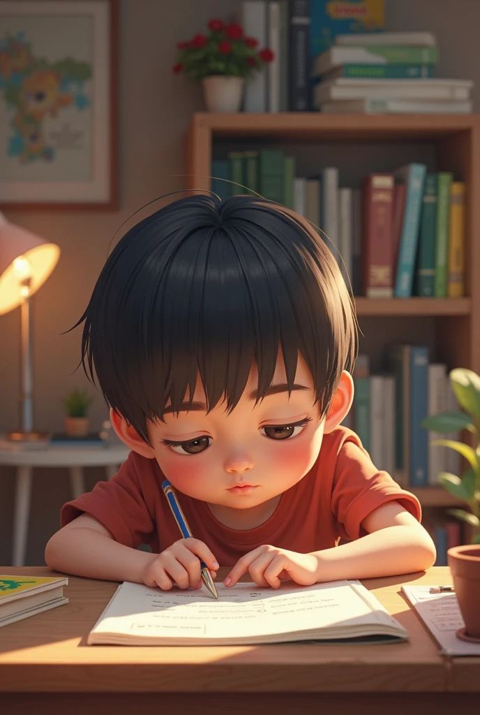 menino anime sentado em uma mesa com um laptop e uma caneta, painting digital adorable, Digital anime illustration, Estilo anime 3D realista, arte digital detalhada bonito, Beautiful digital illustration, arte digital bonito, arte de anime digital, arte de anime digital detalhada, stunning digital illustration, estilo de arte realista, bela arte digital, pintura digital altamente detalhada, arte de anime realista, estilo de arte realista